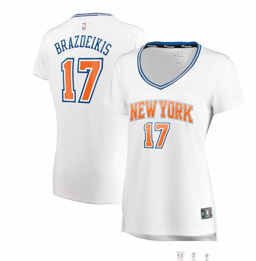 Camiseta Ignas Brazdeikis 17 New York Knicks statement edition Blanco Mujer