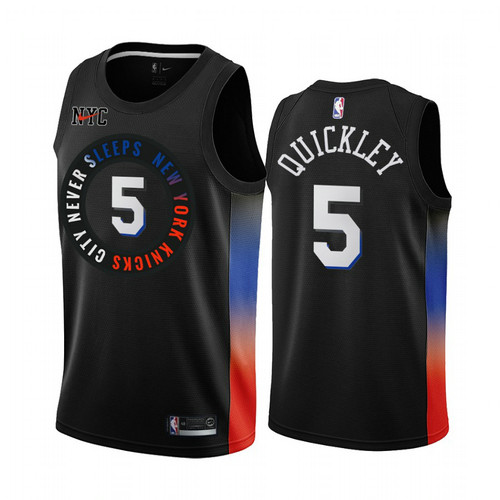 Camiseta Immanuel Quickley 5 New York Knicks 2020-21 City Edition Negro Hombre