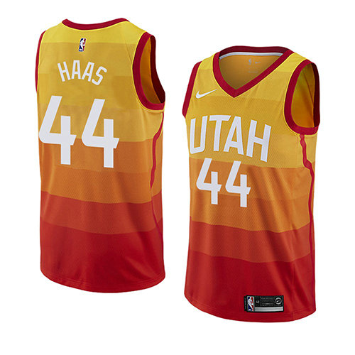 Camiseta Isaac Haas 44 Utah Jazz Ciudad 2018 Amarillo Hombre