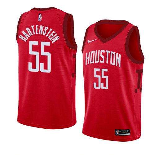 Camiseta Isaiah Hartenstein 55 Houston Rockets Earned 2018-19 Rojo Hombre