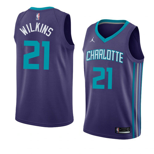 Camiseta Isaiah Wilkins 21 Charlotte Hornets Statement 2018 Púrpura Hombre