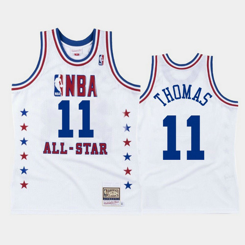 Camiseta Isiah Thomas 11 Detroit Pistons All Star 1988 Blanco Hombre