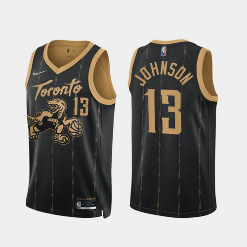 Camiseta JOHNSON 13 Toronto Raptors 2022 75 aniversario edición de la ciudad Negro Hombre