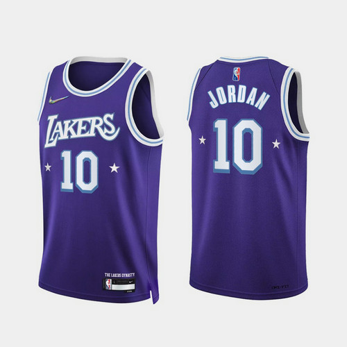 Camiseta JORDAN 10 Los Angeles Lakers 2022 75 aniversario edición de la ciudad Púrpura Hombre
