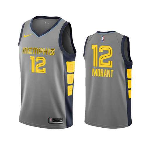 Camiseta Ja Morant 12 Memphis Grizzlies Ciudad 2019-20 Gris Hombre