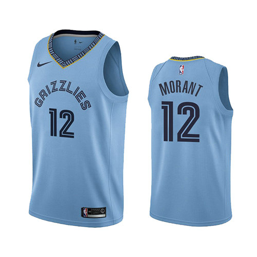 Camiseta Ja Morant 12 Memphis Grizzlies Statement 2019-20 Azul Hombre