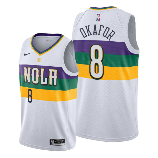 Camiseta Jahlil Okafor 8 New Orleans Pelicans 2020-21 Temporada Statement Bianca Hombre