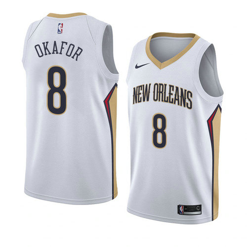 Camiseta Jahlil Okafor 8 New Orleans Pelicans Association 2018 Blanco Hombre
