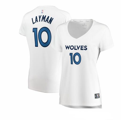 Camiseta Jake Layman 10 Minnesota Timberwolves association edition Blanco Mujer