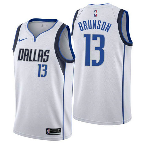 Camiseta Jalen Brunson 13 Dallas Mavericks 2018-2019 blanca Hombre