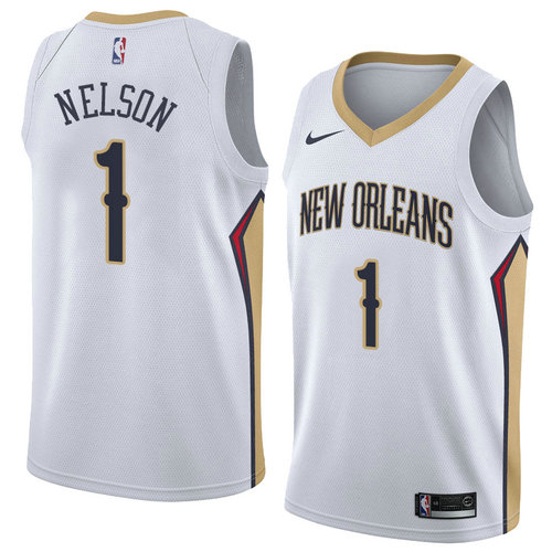 Camiseta Jameer Nelson 1 New Orleans Pelicans Association 2018 Blanco Hombre