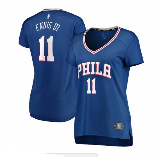 Camiseta James Ennis 11 Philadelphia 76ers icon edition Azul Mujer