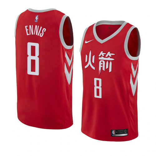 Camiseta James Ennis 8 Houston Rockets Ciudad 2018 Rojo Hombre