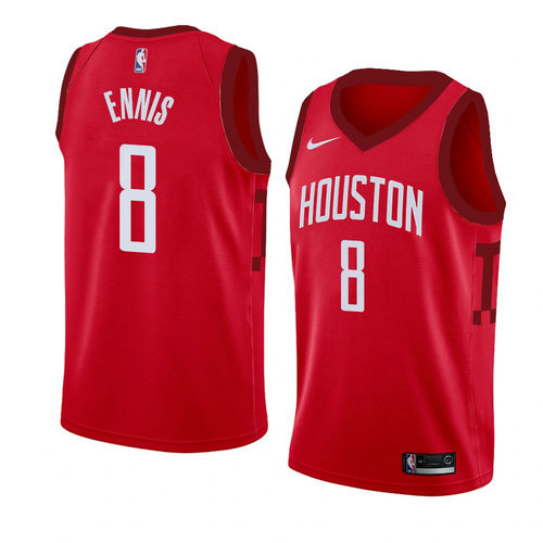 Camiseta James Ennis 8 Houston Rockets Earned 2018-19 Rojo Hombre