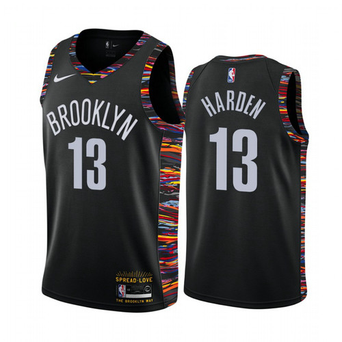 Camiseta James Harden 13 Brooklyn Nets 2020-21 Music Eidition Negro Hombre