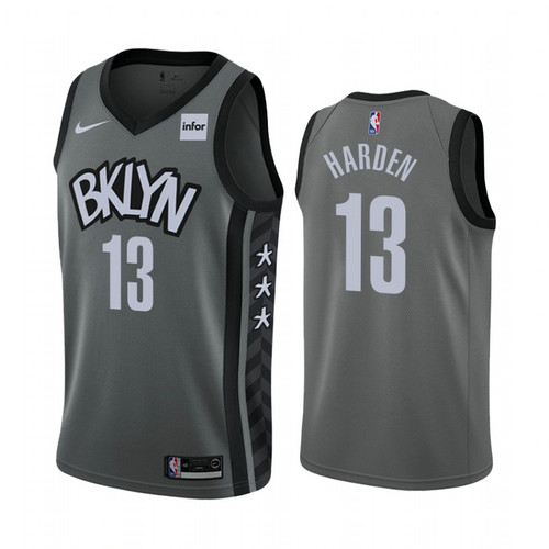 Camiseta James Harden 13 Brooklyn Nets 2020-21 Statement Gris Hombre