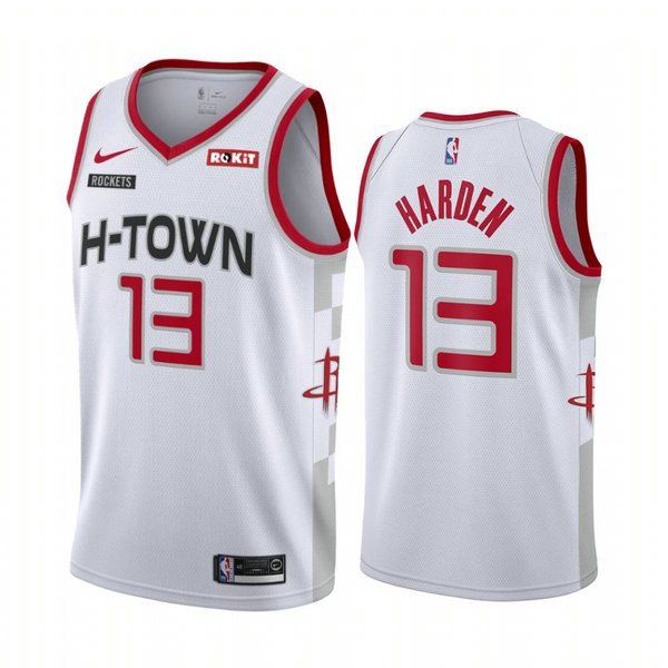 Camiseta James Harden 13 Houston Rockets 2020-21 Temporada Statement Bianca Hombre