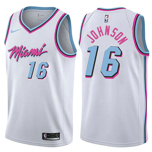 Camiseta James Johnson 16 Miami Heat Ciudad 2017-18 Blanco Hombre