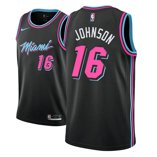 Camiseta James Johnson 16 Miami Heat Ciudad 2018-19 Negro Hombre
