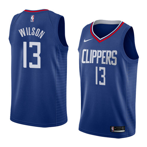 Camiseta Jamil Wilson 13 Los Angeles Clippers Icon 2018 Azul Hombre