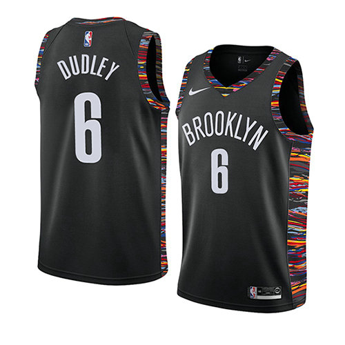 Camiseta Jarojo Dudley 6 Brooklyn Nets Ciudad 2018-19 Negro Hombre