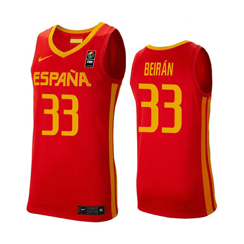 Camiseta Javier Beiran 33 Espana 2019 FIBA Baketball World Cup Rojo Hombre