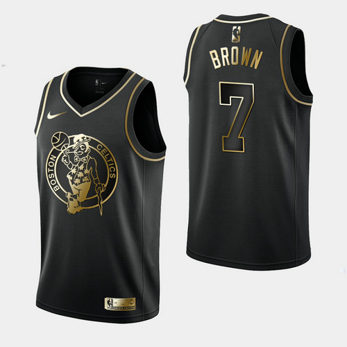 Camiseta Jaylen Brown 7 Boston Celtics Golden Edition Negro Hombre