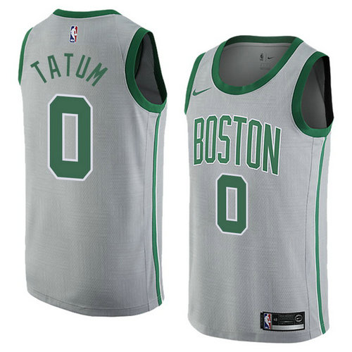 Camiseta Jayson_Tatum 0 Boston Celtics ciudad 2018 gris Hombre