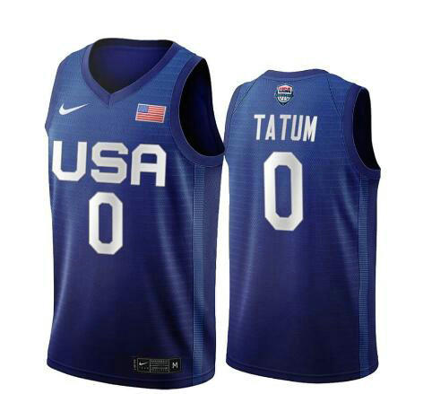 Camiseta Jayson Tatum 0 USA 2020 USA Olimpicos 2020 azul Hombre