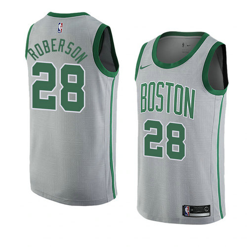 Camiseta Jeff Roberson 28 Boston Celtics Ciudad 2018-19 Gris Hombre