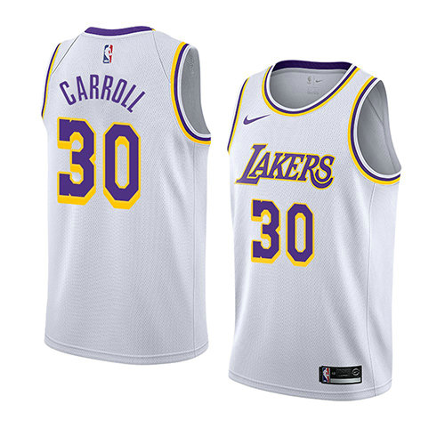 Camiseta Jeffrey Carroll 30 Los Angeles Lakers Association 2018 Blanco Hombre