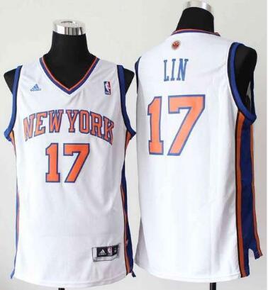 Camiseta Jeremy Lin 17 New York Knicks Throwback blanco Hombre