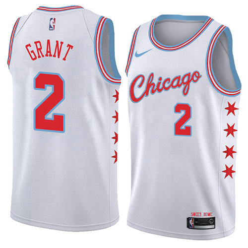 Camiseta Jerian Grant 2 Chicago Bulls Ciudad 2018 Blanco Hombre