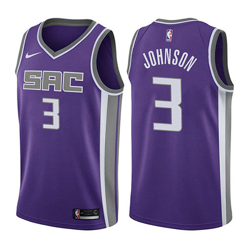 Camiseta Joe Johnson 3 Sacramento Kings Icon 2017-18 Púrpura Hombre