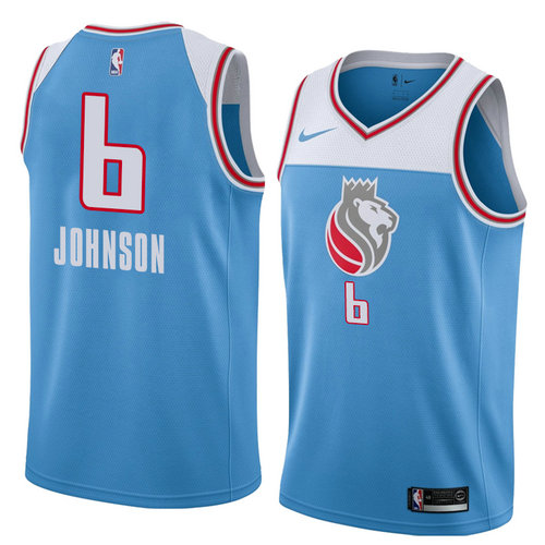Camiseta Joe Johnson 6 Sacramento Kings Ciudad 2018 Azul Hombre