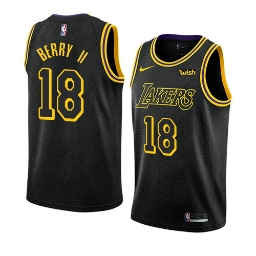 Camiseta Joel Berry II 18 Los Angeles Lakers Ciudad 2018 Negro Hombre