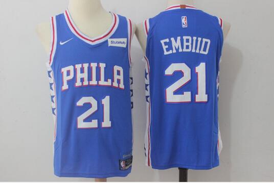 Camiseta Joel Embiid 21 Philadelphia 76ers Baloncesto Azul Hombre