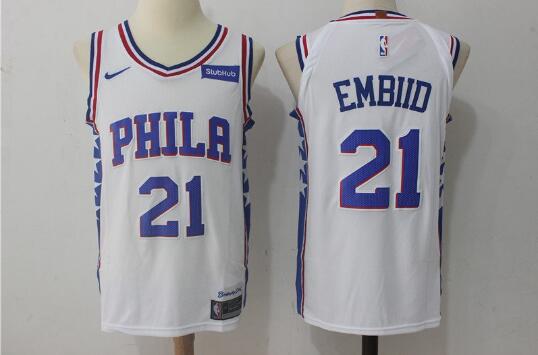 Camiseta Joel Embiid 21 Philadelphia 76ers Baloncesto blanco Hombre