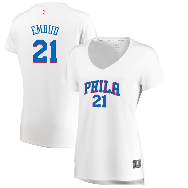Camiseta Joel Embiid 21 Philadelphia 76ers association edition Blanco Mujer