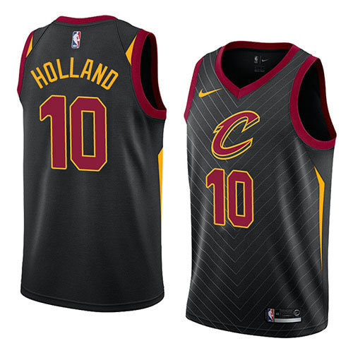 Camiseta John Holland 10 Cleveland Cavaliers Statement 2018 Negro Hombre