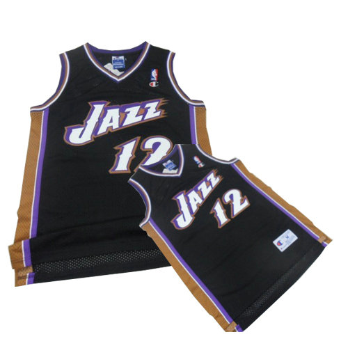 Camiseta John Stockton 12 Utah Jazz Retro Negro Hombre