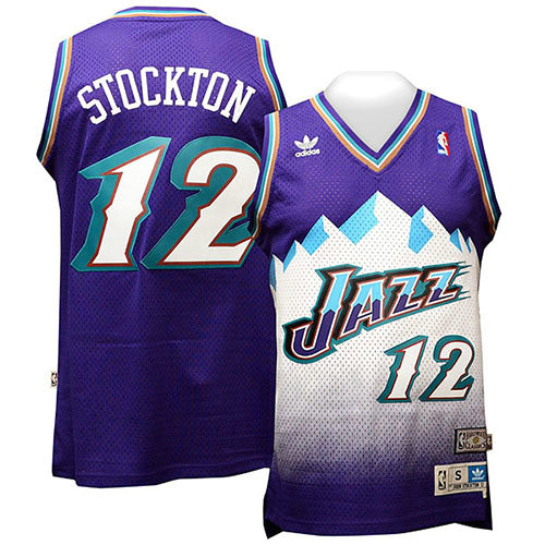 Camiseta John Stockton 12 Utah Jazz Retro Púrpura Hombre