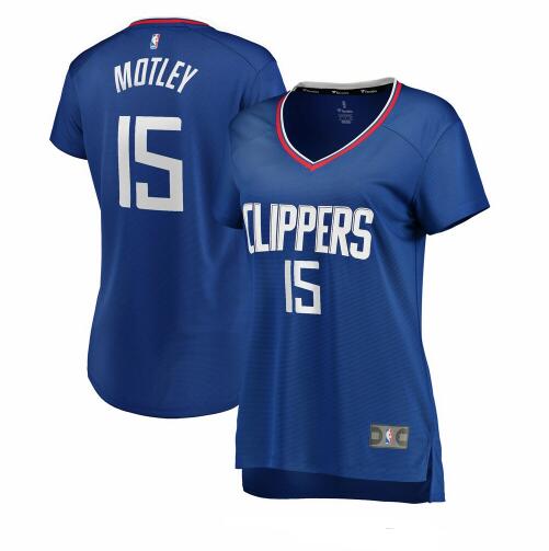 Camiseta Johnathan Motley 15 Los Angeles Clippers icon edition Azul Mujer