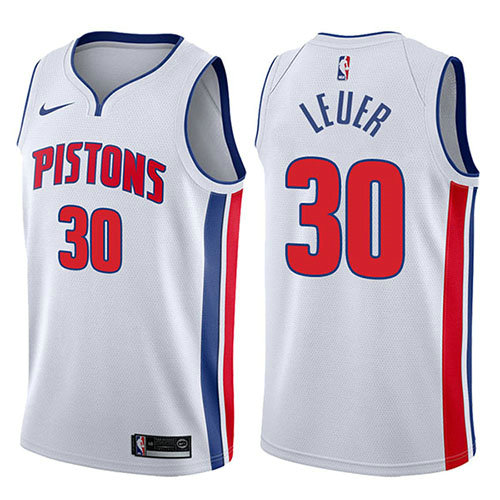 Camiseta Jon Leuer 30 Detroit Pistons Association 2017-18 Blanco Hombre
