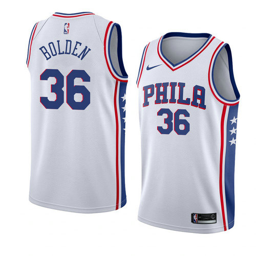 Camiseta Jonah Bolden 36 Philadelphia 76ers Association 2018 Blanco Hombre