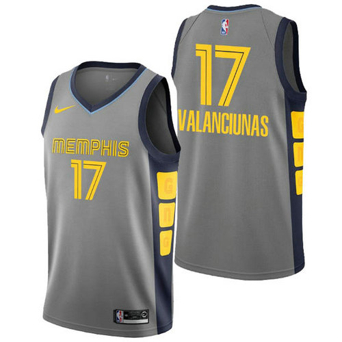 Camiseta Jonas Valanciunas 17 Memphis Grizzlies ciudad 2019 gris Hombre