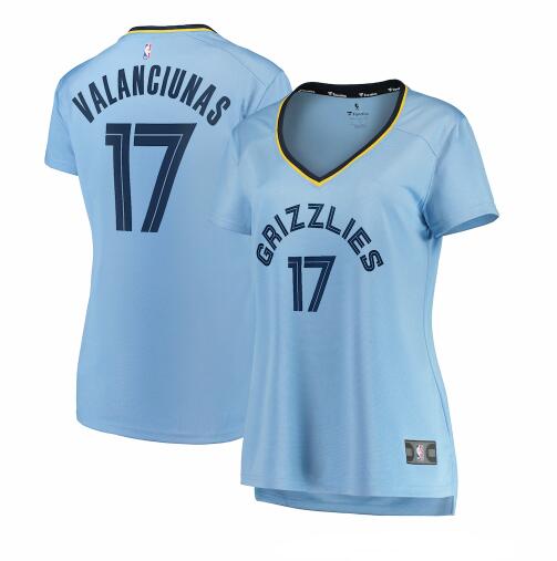 Camiseta Jonas Valanciunas 17 Memphis Grizzlies statement edition Azul Mujer