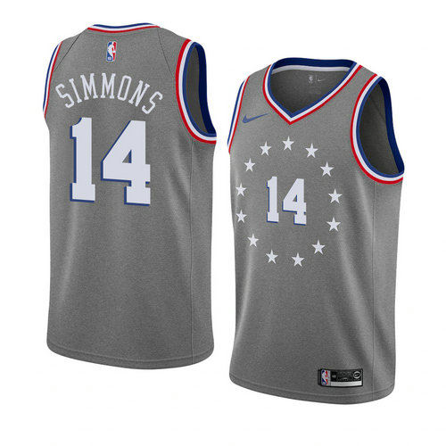 Camiseta Jonathon Simmons 14 Philadelphia 76ers Ciudad 2018-19 Gris Hombre