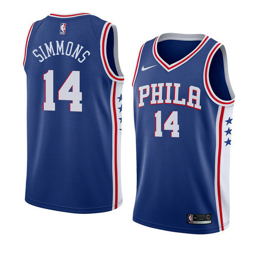 Camiseta Jonathon Simmons 14 Philadelphia 76ers Icon 2018 Azul Hombre