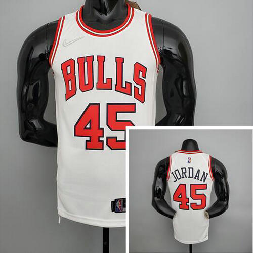 Camiseta Jordan 45 Chicago Bulls 75 aniversario blanco Hombre